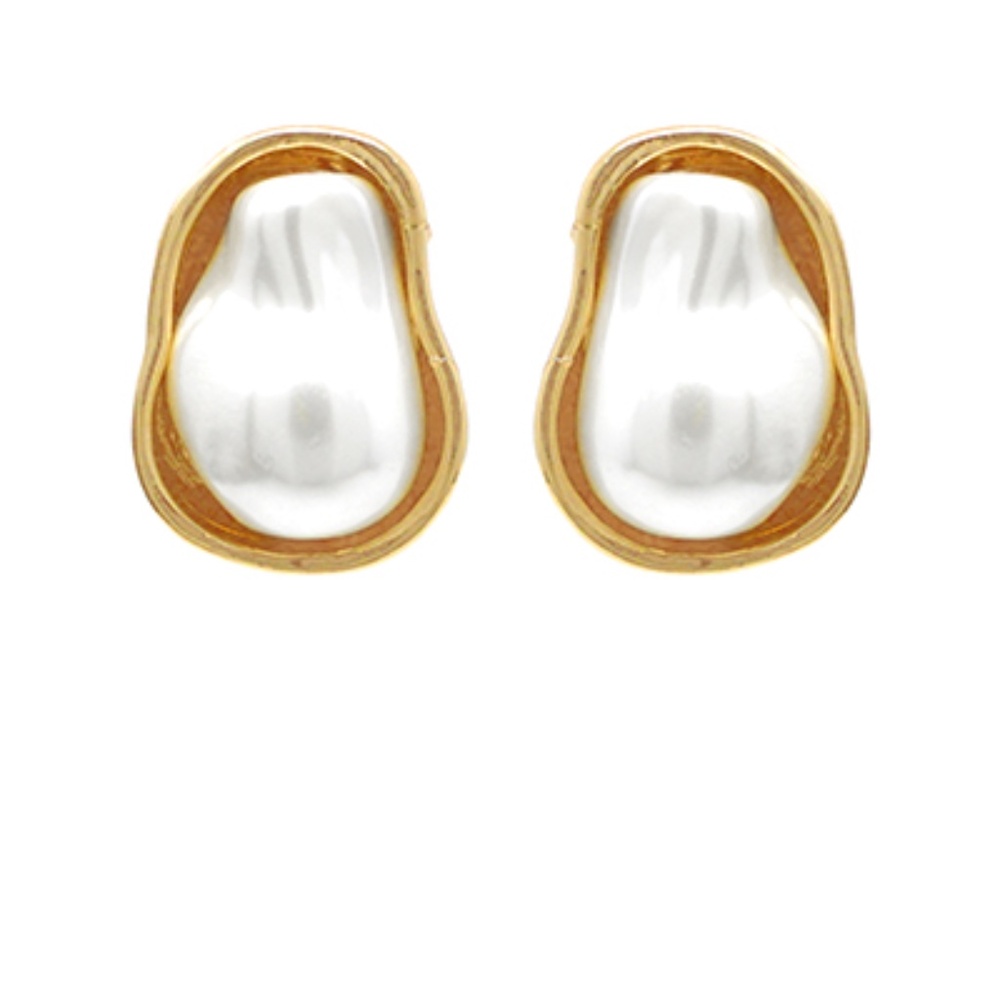 Organic Pearl Geo Earrings